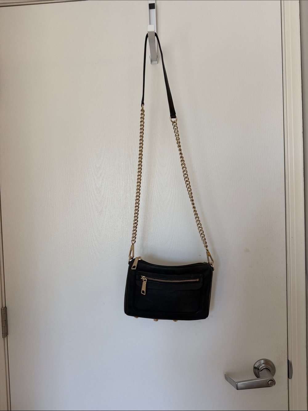 Rebecca Minkoff: Black Chain-Strap Crossbody Bag - Unbranded